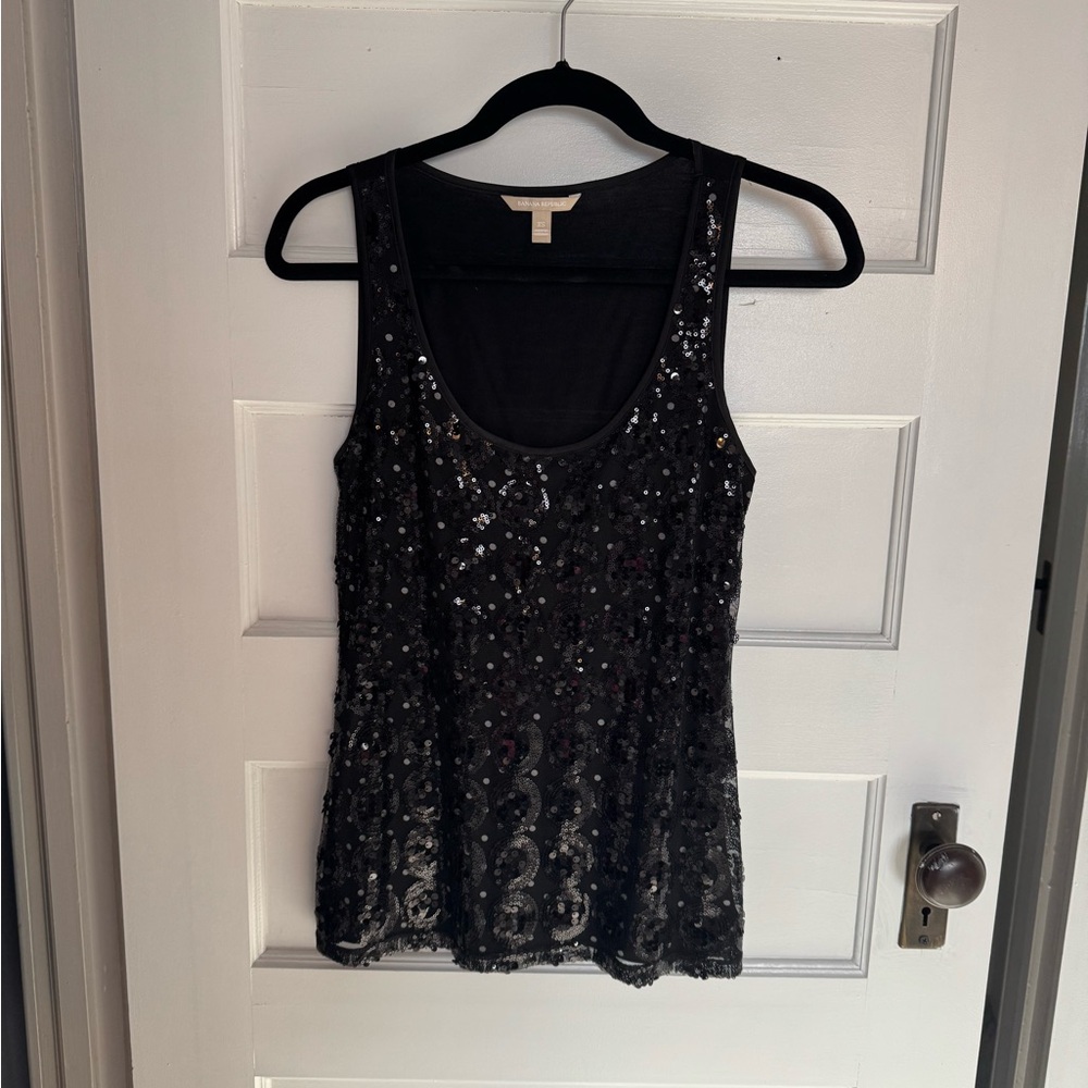 Banana Republic Black Sequin Tank Top – Size XS